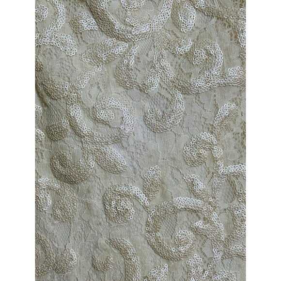 Lauren Ralph Lauren Metallic Ivory Sheath Dress Sz 10 AJ1002 Elegant Old Money - Picture 5 of 6